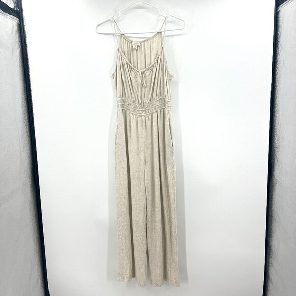 Monteau Linen Blend Sleeveless Wide Leg Jumpsuit Women's Medium - Picture 1 of 8